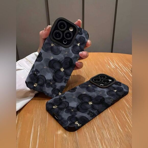 iPhone 16 Pro Max Case – Black Floral with Gold Accents | Elegant & Protective - Picture 1 of 6
